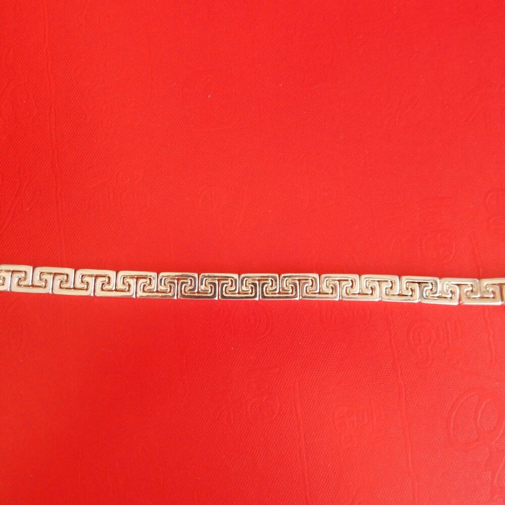 Mint Vtg.Millor Italy 925 Sterling Silver 23.06g Greek Key Bracelet Unisex - Picture 9 of 15